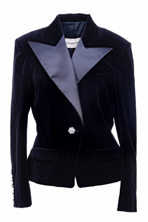 ALEXANDRE VAUTHIER Samt Power Blazer S: Couture-Schnitt mit Juwelenknopf – Outlet
