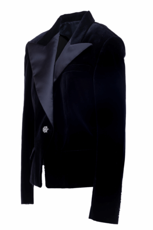 ALEXANDRE VAUTHIER Samt Power Blazer S: Couture-Schnitt mit Juwelenknopf – Outlet – Bild 2