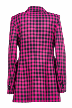 BALENCIAGA Karo Power-Blazer XS: Pink-Schwarz Muster – Outlet – Bild 2