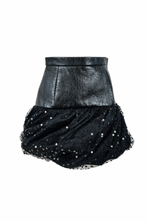 SAINT LAURENT Minirock S: Rock-Chic aus Leder und Pailletten – Outlet