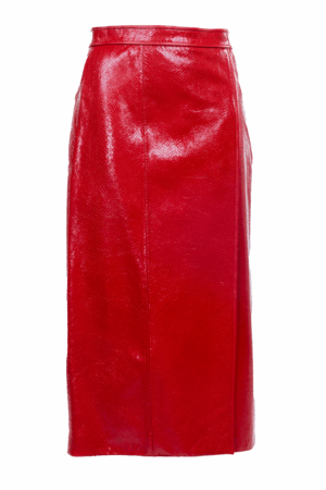 Gucci roter Kroko-Lederrock Midi S – Bild 3