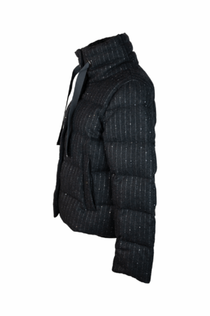HERNO Woll-Daunenjacke Nadelstreifen Schwarz – Bild 2