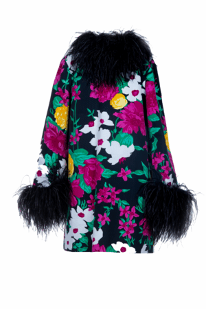 SAINT LAURENT Kleid mit Federn Multi Noir – Bild 1