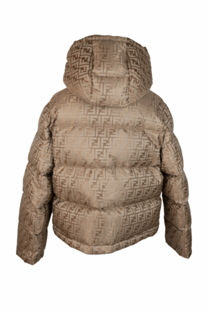 FENDI Damen Pufferjacke Camel FF Print mit Kapuze – Bild 3