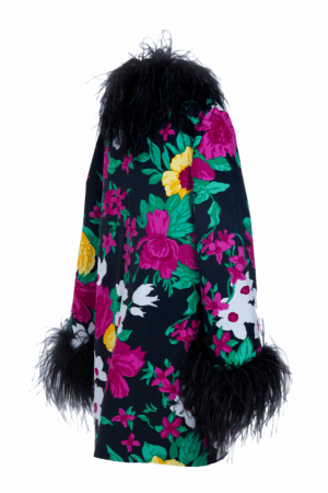 SAINT LAURENT Kleid mit Federn Multi Noir – Bild 2