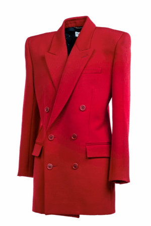 SAINT LAURENT Power Blazer S: Leinen Doppelreihige in Rouge – Outlet – Bild 2
