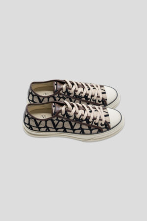 VALENTINO Canvas Sneakers Naturale-Nero 44.5 – Bild 2
