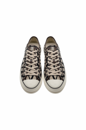 VALENTINO Canvas Sneakers Naturale-Nero 44.5