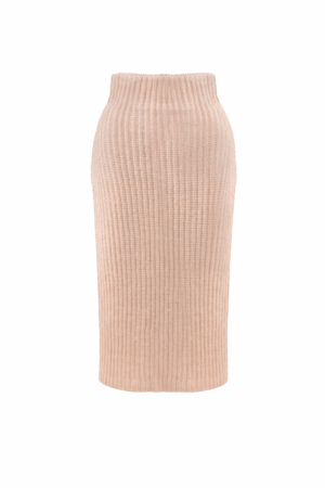 FENDI Damen Strickrock 38 - Mohair, Seide & Cashmere-Mix | Rosa Bleistift Midirock – Bild 1